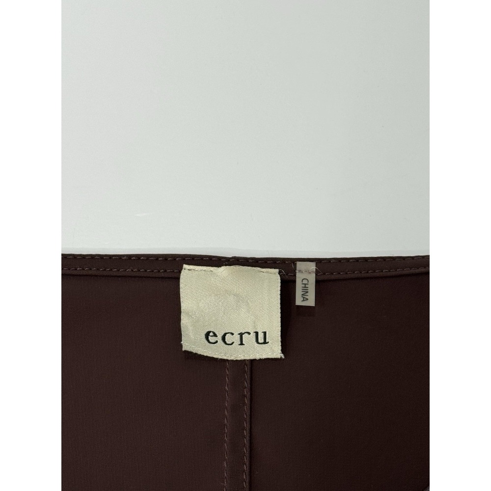 Ecru Top Genuine Leather Long Sleeve Chocolate Brown Long Sleeves Size S/M - Picture 6 of 11